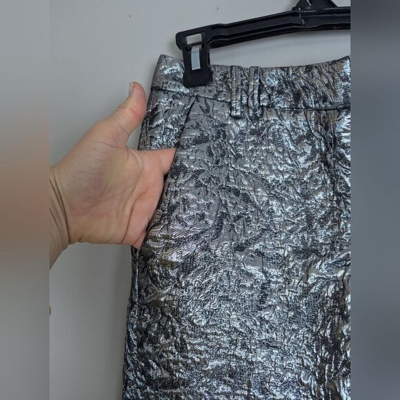 Zadig & Voltaire Vistar Jac Metallic Suit – Silver Foil Blazer + Pants Sz 34/2US - Picture 14 of 16